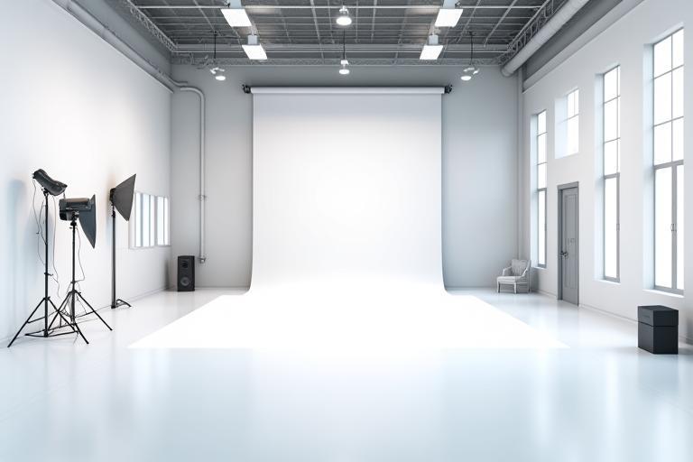 Interior view of the professional Oslo Lys Foto studio space with lighting equipment