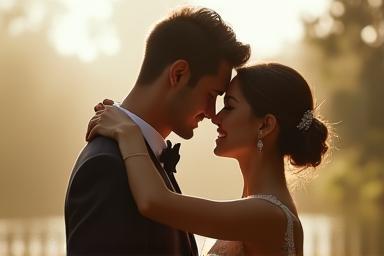 Example of a romantic wedding couple portrait